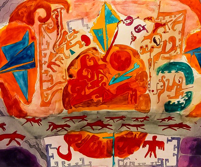 Spots On The Sun - color ink on paper, 64 x 44 cm, 1997.