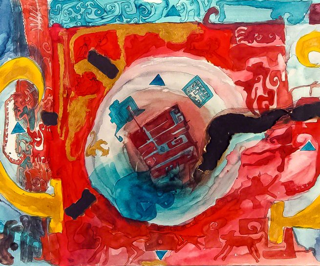 Out Of The Maze - color ink on paper, 65 x 45 cm, 1997.