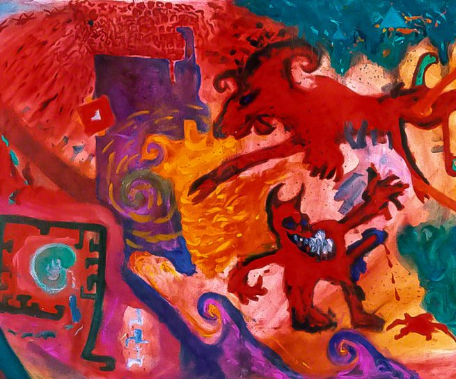 Broken Mandalla II-2390 x 1190 mm, oil on canvas, 1997.