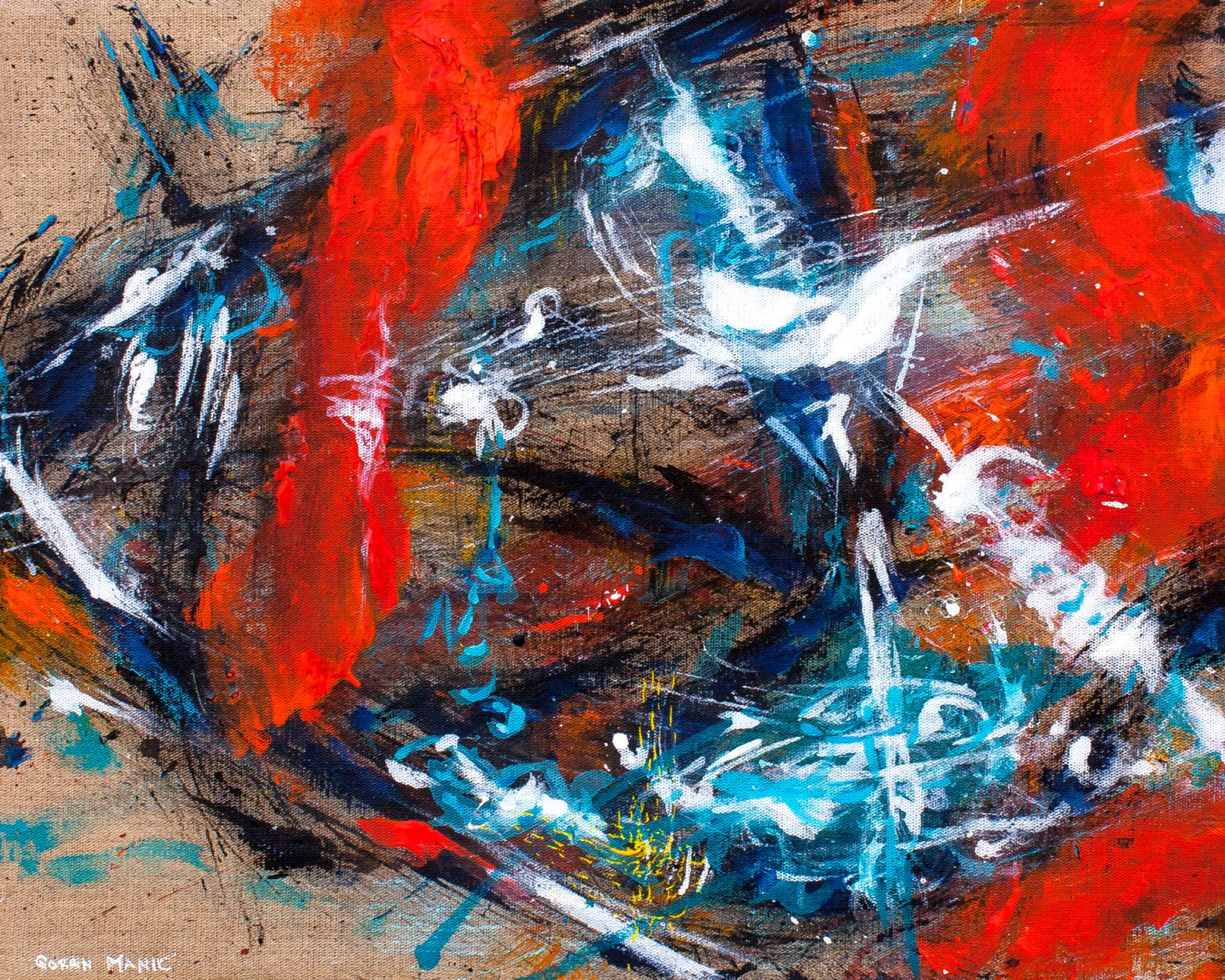 CYCLOTRON pt.1, 50 x 40 cm, acrylic on raw canvas, 2017.