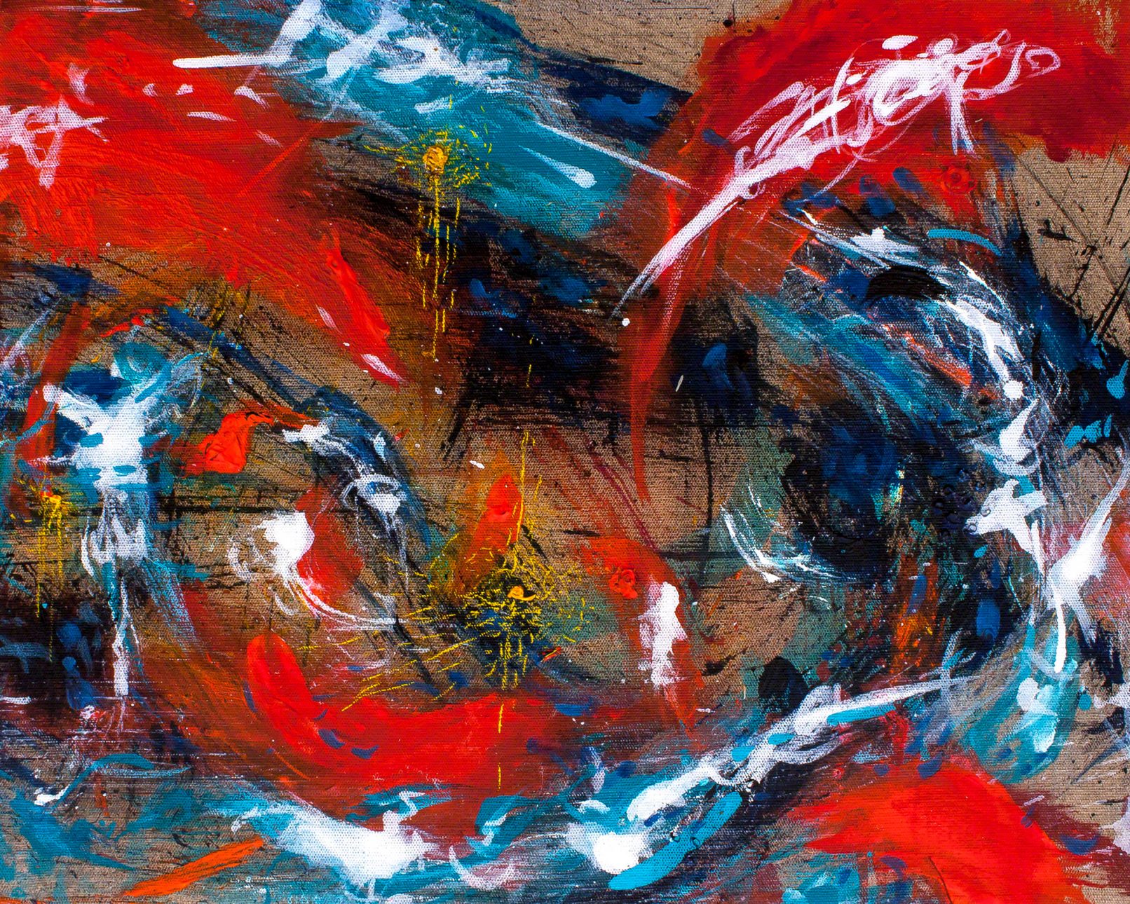 CYCLOTRON pt.3, 50 x 40 cm, acrylic on raw canvas, 2017.