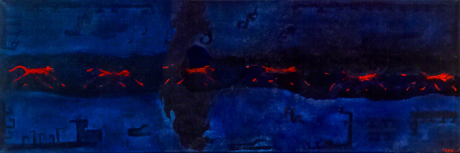 DEEP-BLUE-NIGHT-EQUILIBRO,1200 x 430 mm, acrylic on canvas, 1998.