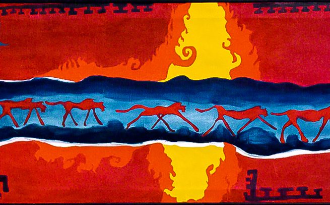 Fire Walkers - Passage Rites -1345 x 435 mm , oil on canvas, 1997.