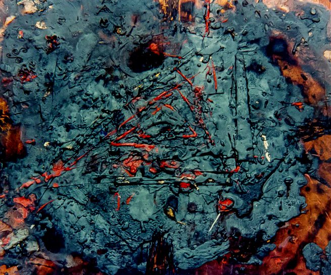 The Forgotten Sign, 41 x 45 cm, mixed media on ply wood, 1989.